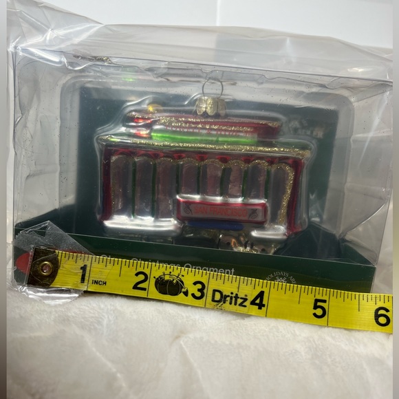 Kurt Adler San Francisco California Cable Car Glass Christmas Ornament 6 inches - Picture 9 of 11